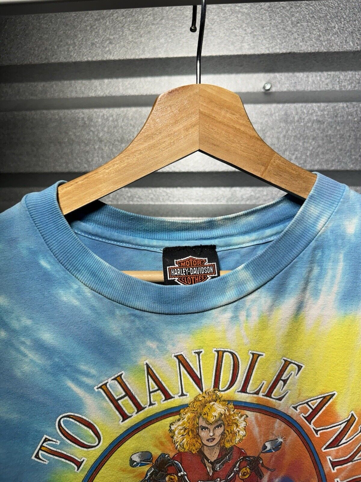 VTG 90s HARLEY DAVIDSON TIE DYE T SHIRT EXTRA LARGE BUILT TO HANDLE ANYTHING 