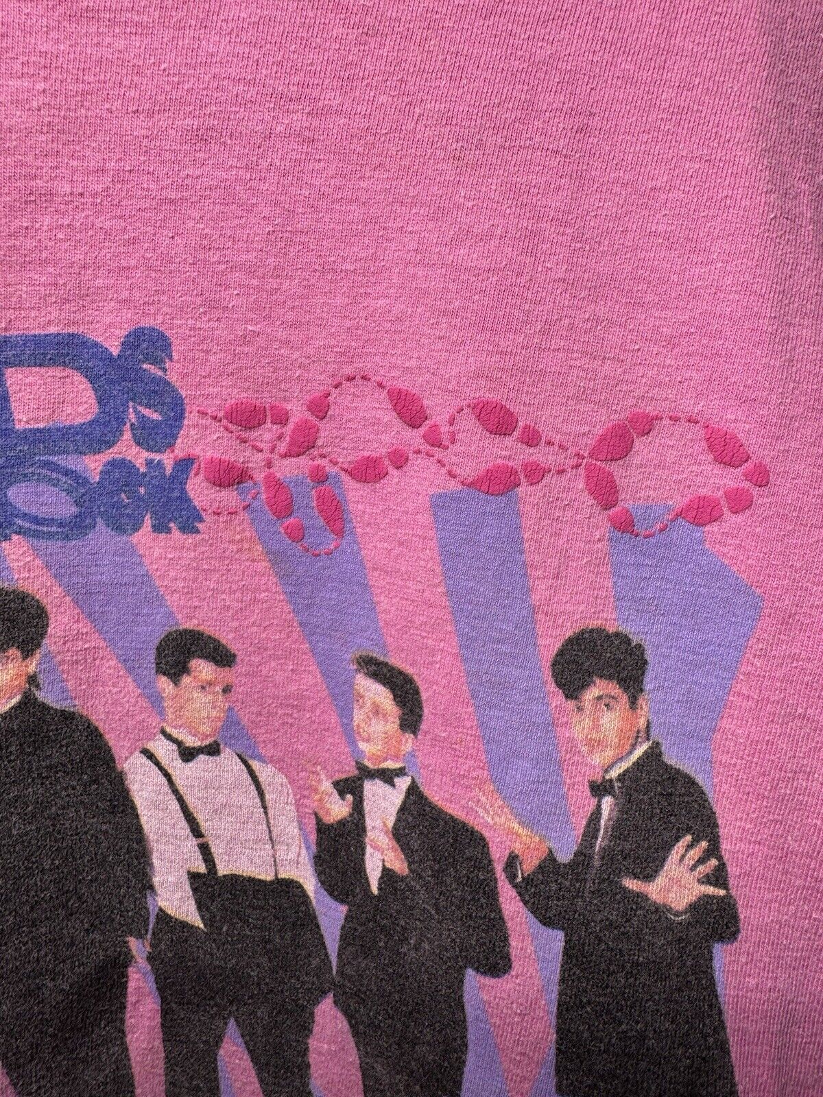 Rare Vintage New Kids on the Block 1989 Tour T-Shirt Pink Youth L Baby Tee 