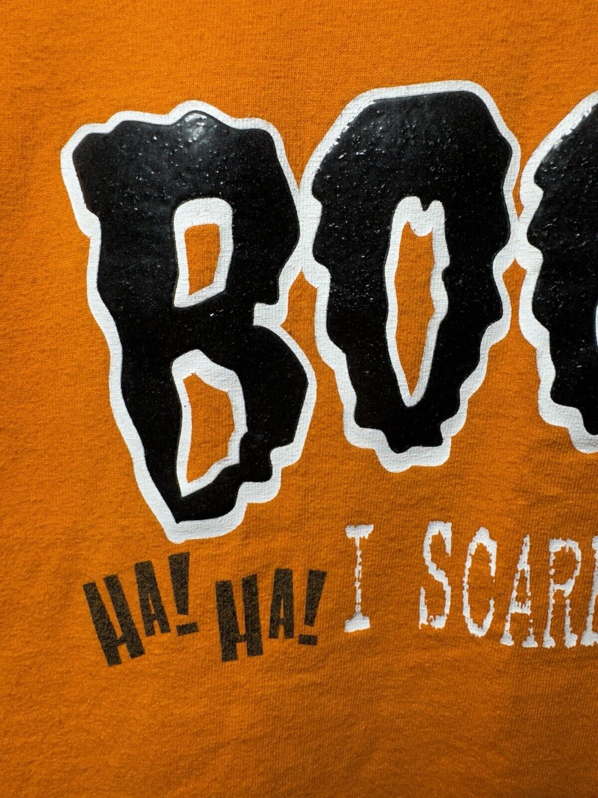 Vintage Boo I Scared You Halloween Spooky T-Shirt Orange Sz L AAA Tag