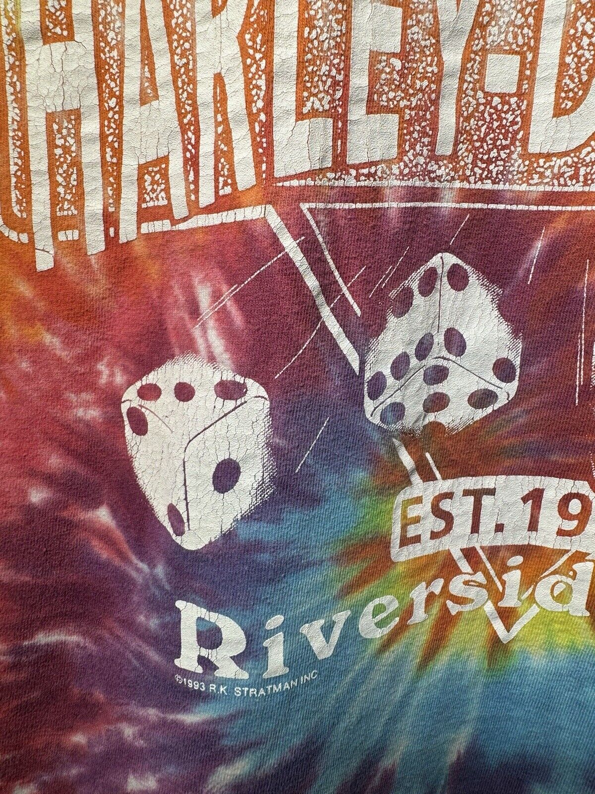 VTG 90s HARLEY DAVIDSON TIE DYE T SHIRT EXTRA LARGE BUILT TO HANDLE ANYTHING 