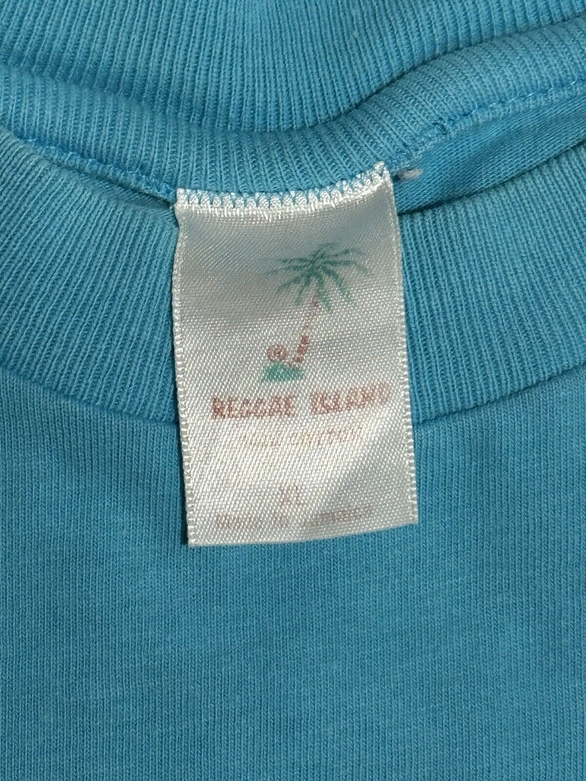 Vintage 90s Reggae Island Jamaica Sz XL Blue Single Stitch Embroidered T-Shirt 