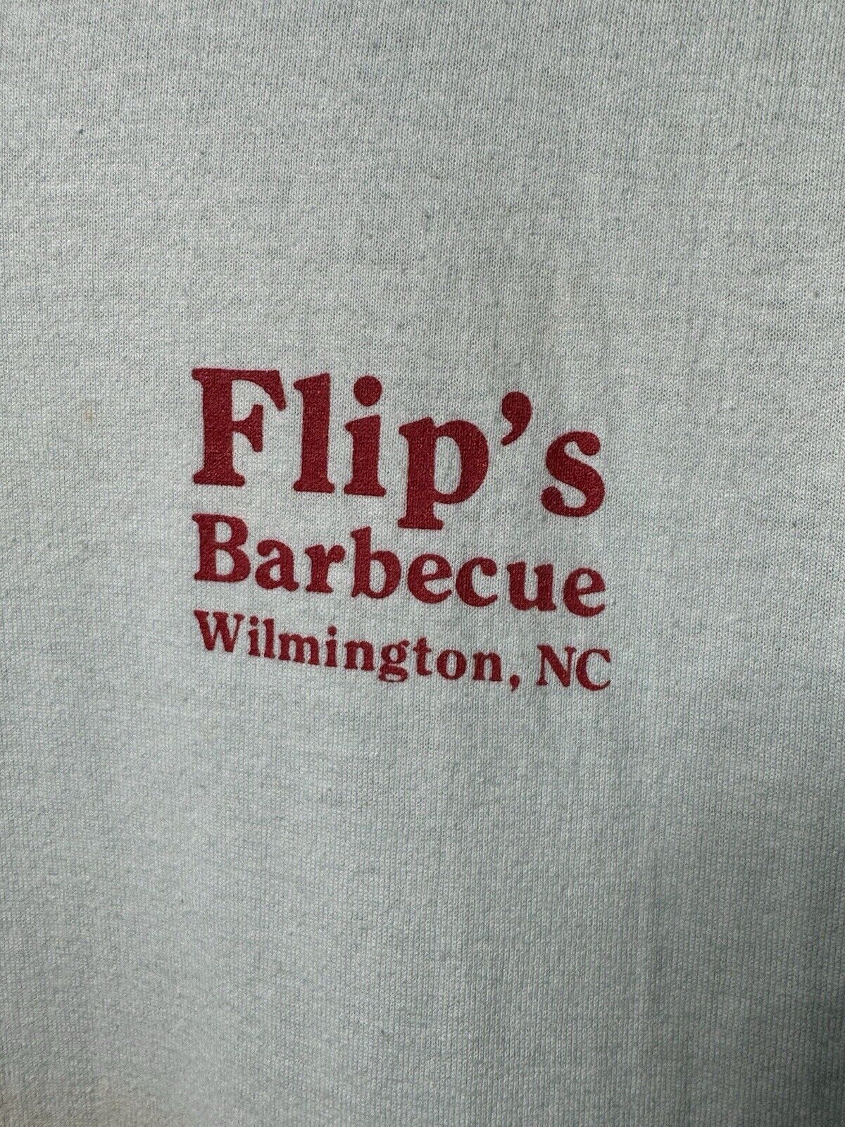 Vintage Flip’s Barbecue T-Shirt Sz L Blue Double Sided USA North Carolina 