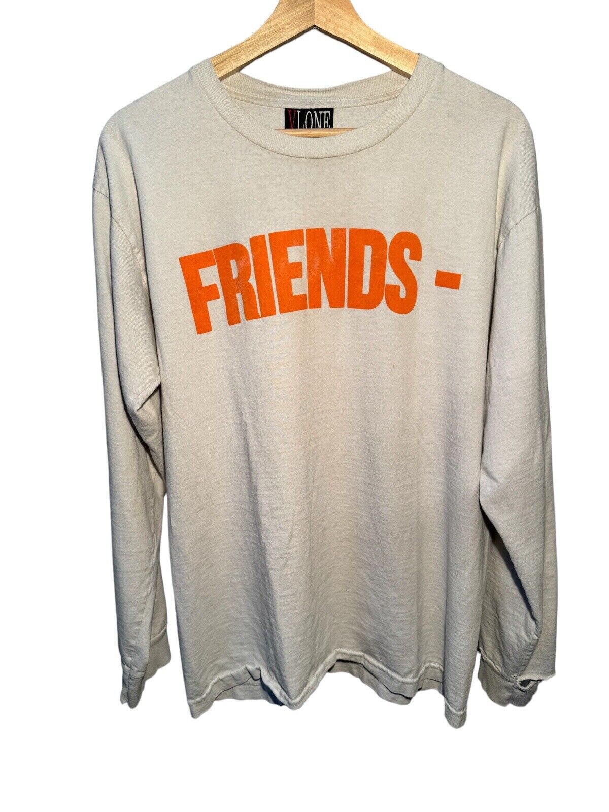 Vintage OG VLONE Friends Long Sleeve T-Shirt Size Large White Double Sided