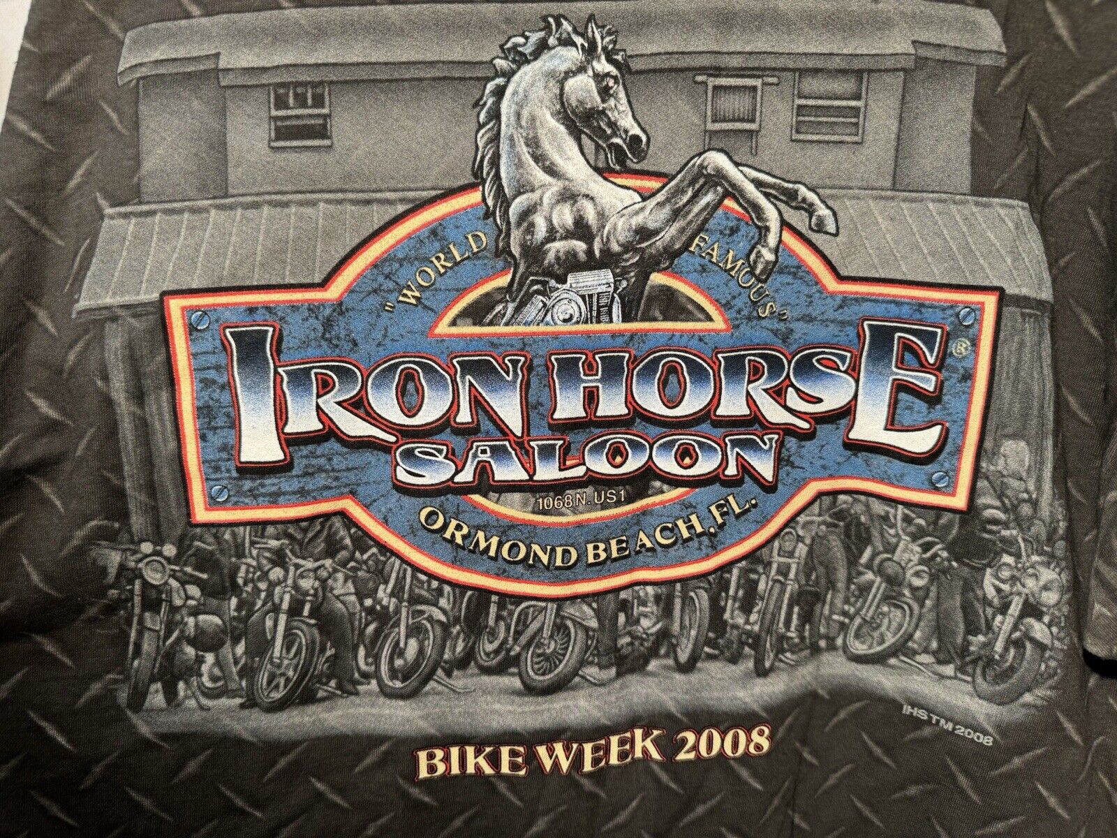 VTG Iron Horse Saloon T-Shirt Mens Large Gray 2008 Florida Bike Week Biker 