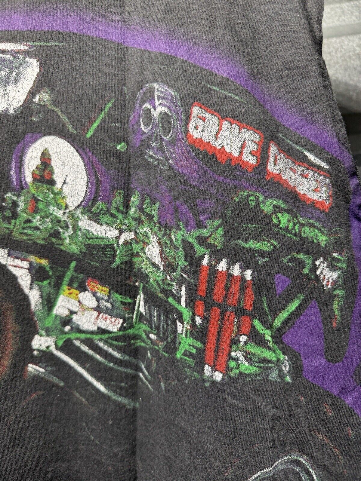 Vintage Grave Digger Shirt Men’s L Monster Truck Racing All Over Print USA 90s