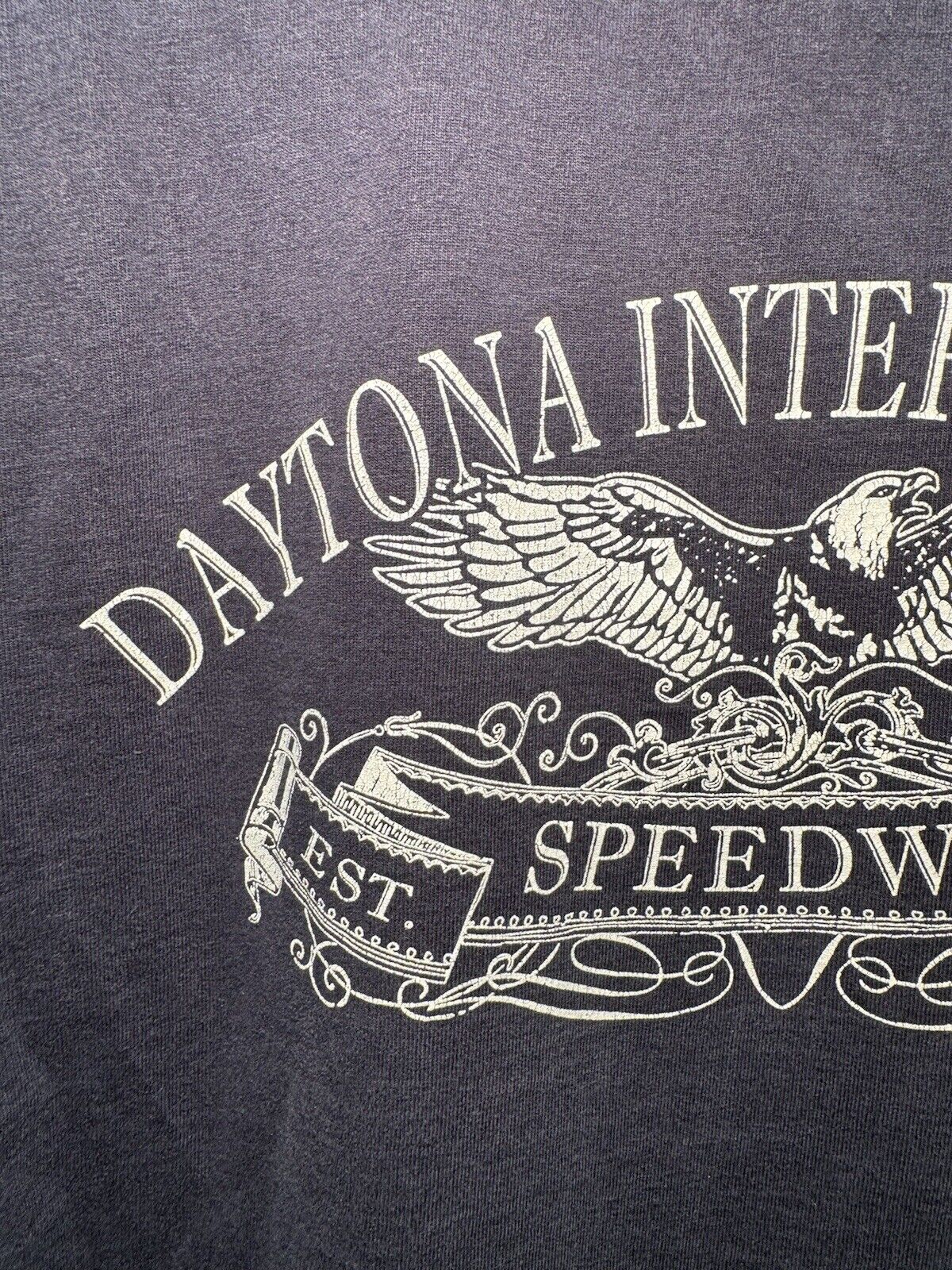 Vintage Daytona International Speedway T-Shirt Size Large Men’s Navy Dbl Sided