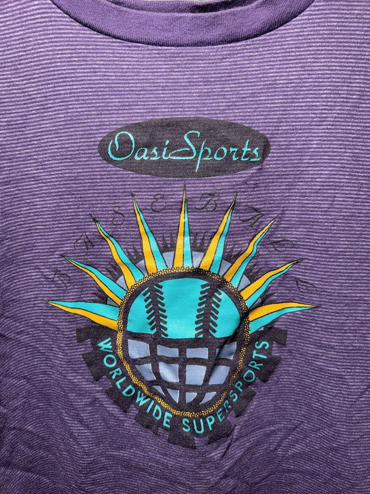 Vintage Worldwide Sports Baseball  Surf Odyssey T-Shirt Sz L Purple 