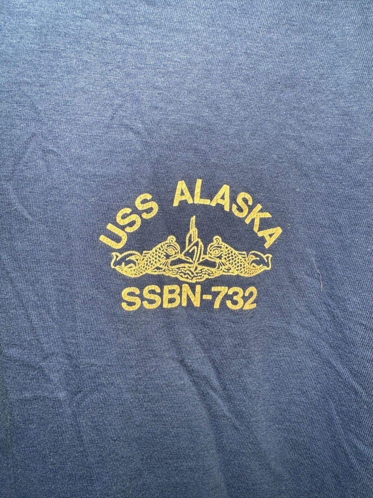 Vintage Navy USS SSBN-732 Alaska T-shirt Single Stitch 1990 Blue Sz XL 