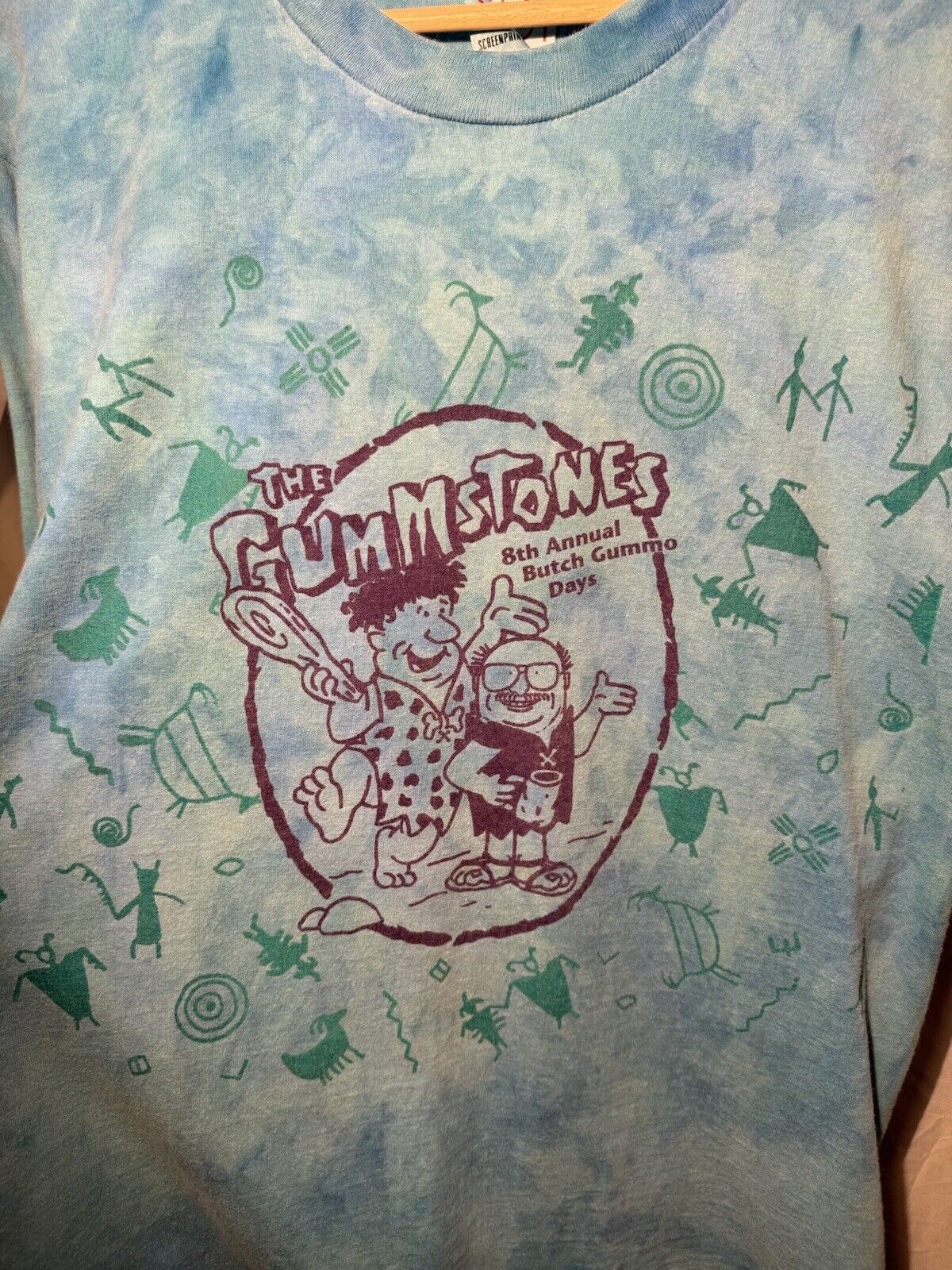 Vintage The Gummstones T-Shirt Sz L Gummo Day Blue Single Stitch USA made 