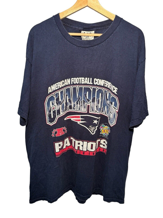 Vintage 90s New England Patriots AFC Champions T Shirt Mens XL NFL Super Bowl