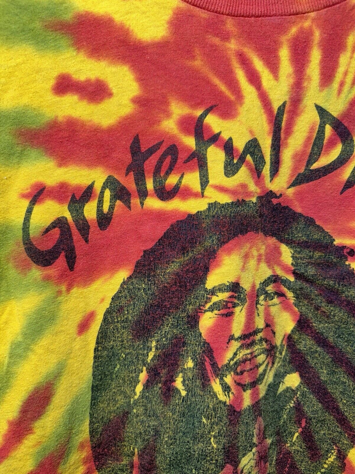 Vintage Grateful Dead Dread Bob Marley T-Shirt Sz L Tie Dye Band Music RARE 80s