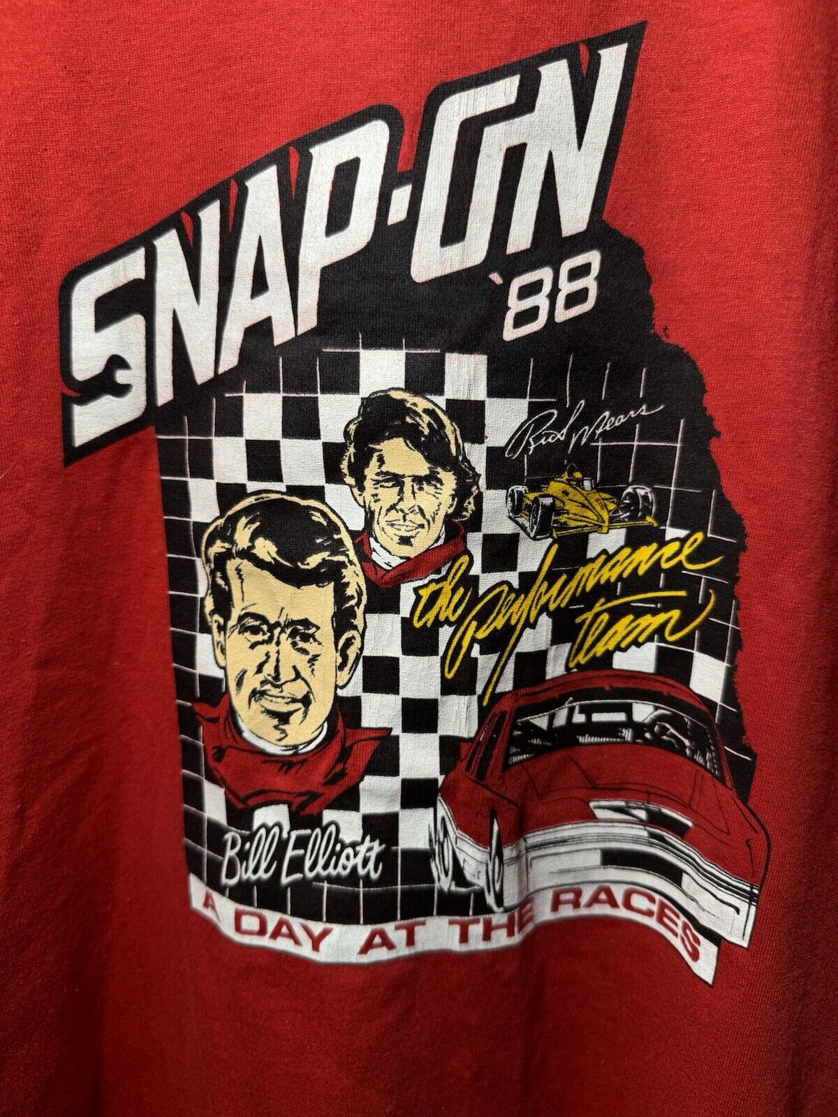 Vintage Snap On Tools Racing T-Shirt Single Stitch Red 1988 Size XL Rare 