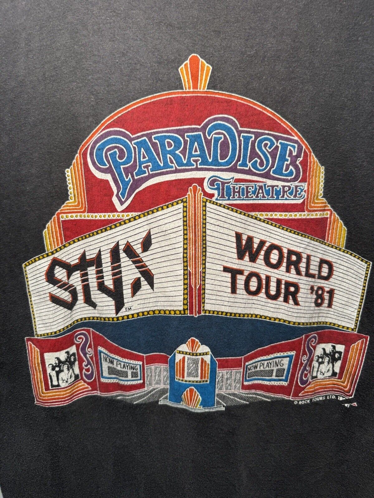 Vtg 80s STYX 81 World Tour At The Paradise Theatre T-Shirt 1981 Concert Tee M