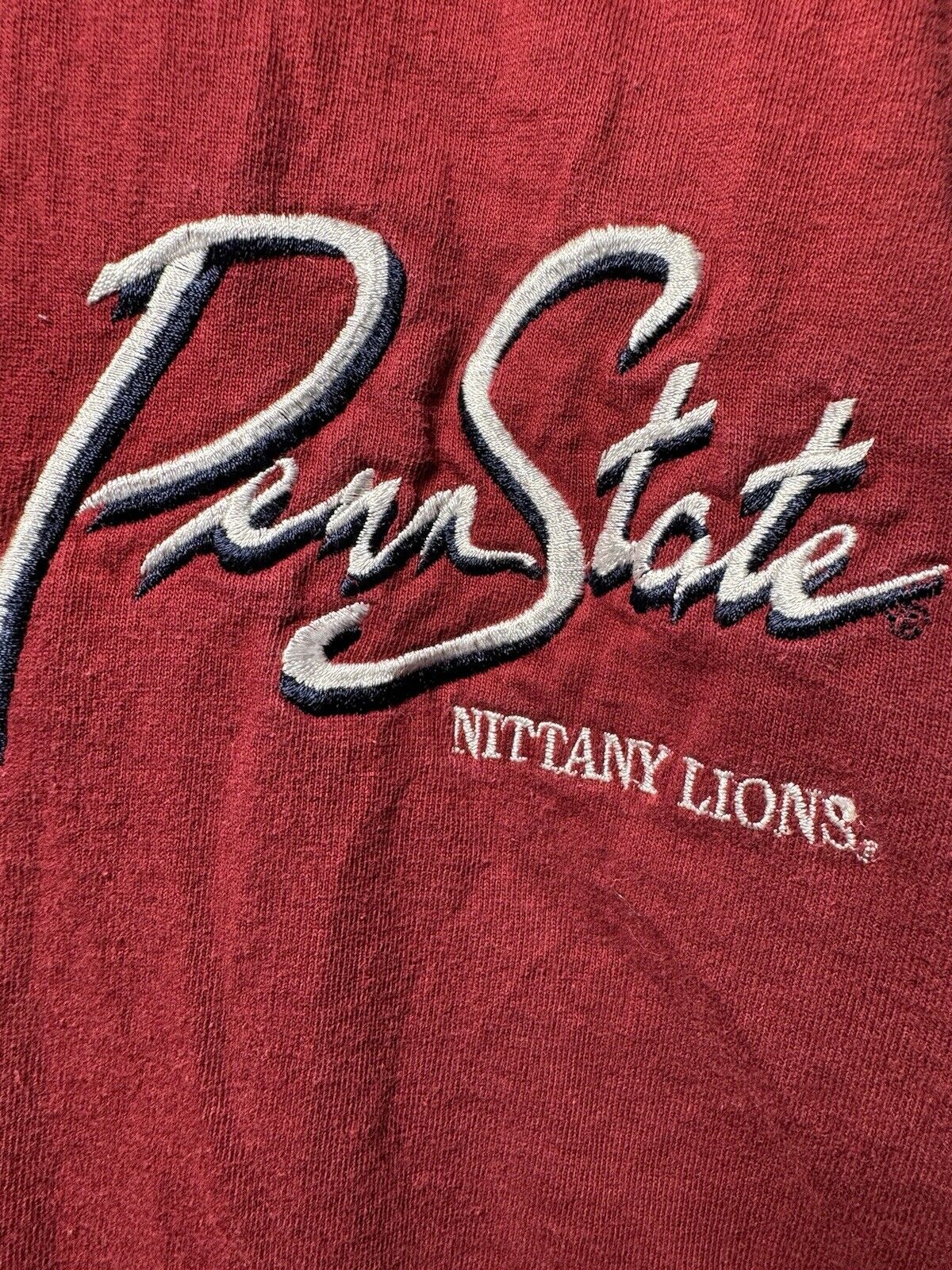 Vintage Penn State Nittany Lions T-Shirt Sz M Blue & Red Embroidered NCAA 