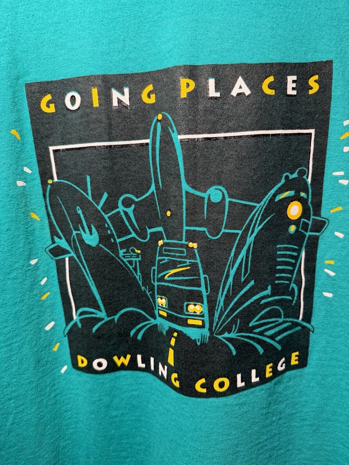 Vintage Dowling College T-Shirt Sz XL Hanes NY Blue Dbl Sided Single Stitch