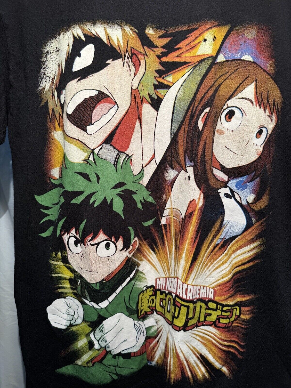 Vintage MY HERO ACADEMIA MENS M T-Shirt / Double Sided Graphic Black RARE 