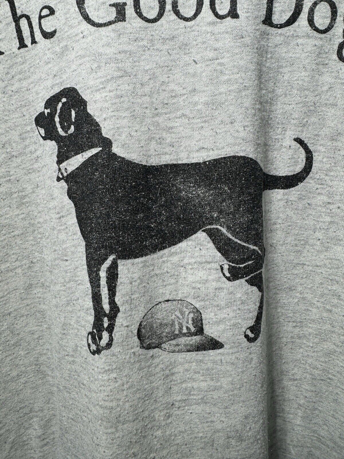 Vintage The Good Dog Yankees T-Shirt Sz XL Gray Paper Thin Hanes Funny 