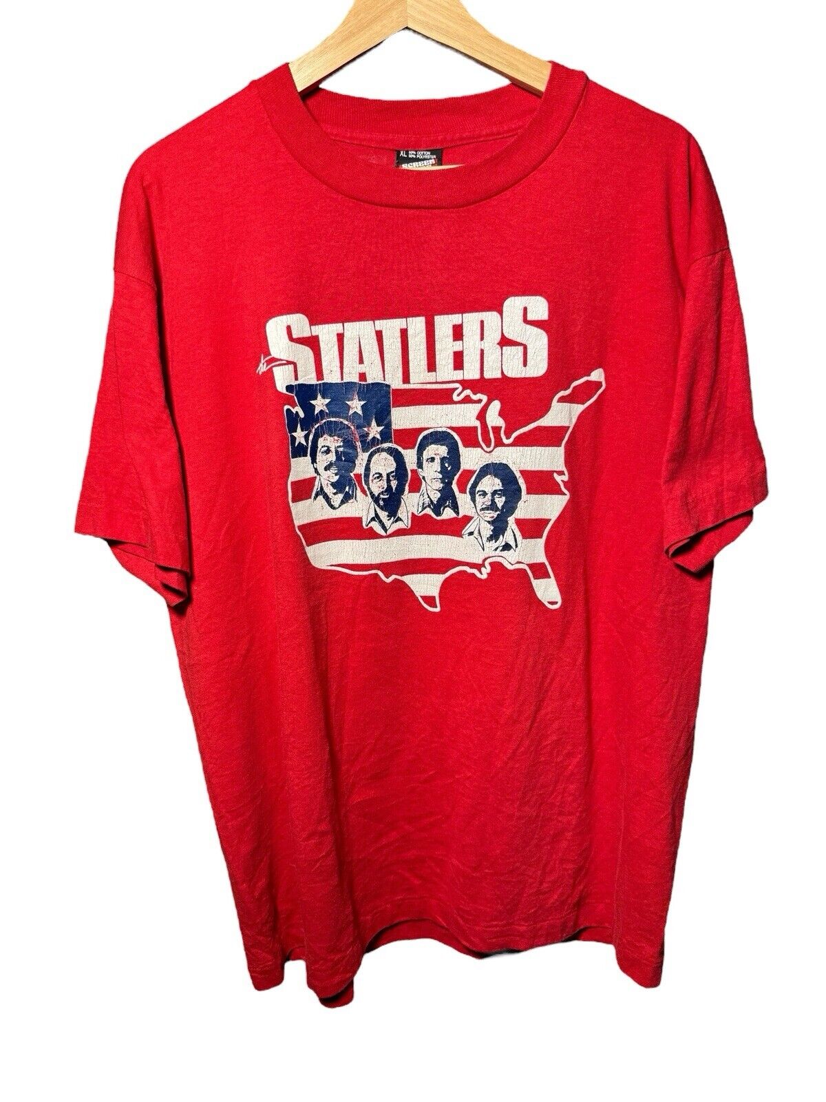 Vintage The Statlers T Shirt Country Statler Bros Single Stitch XL Red 80s 