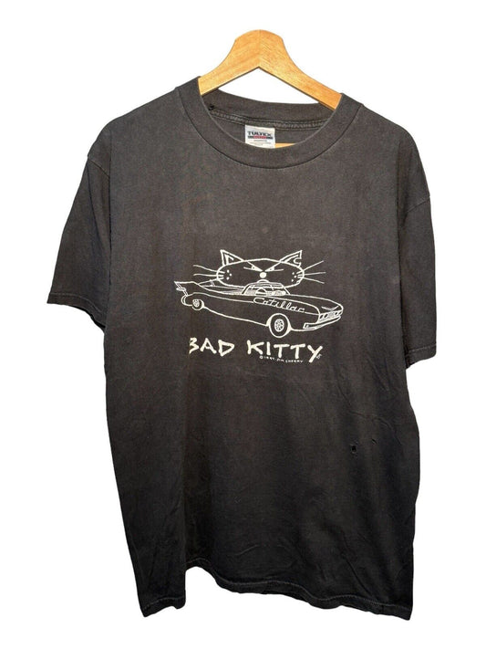 Vintage 1997 Bad Kitty Catillac T-Shirt Sz L Tultex Tag Black RARE 