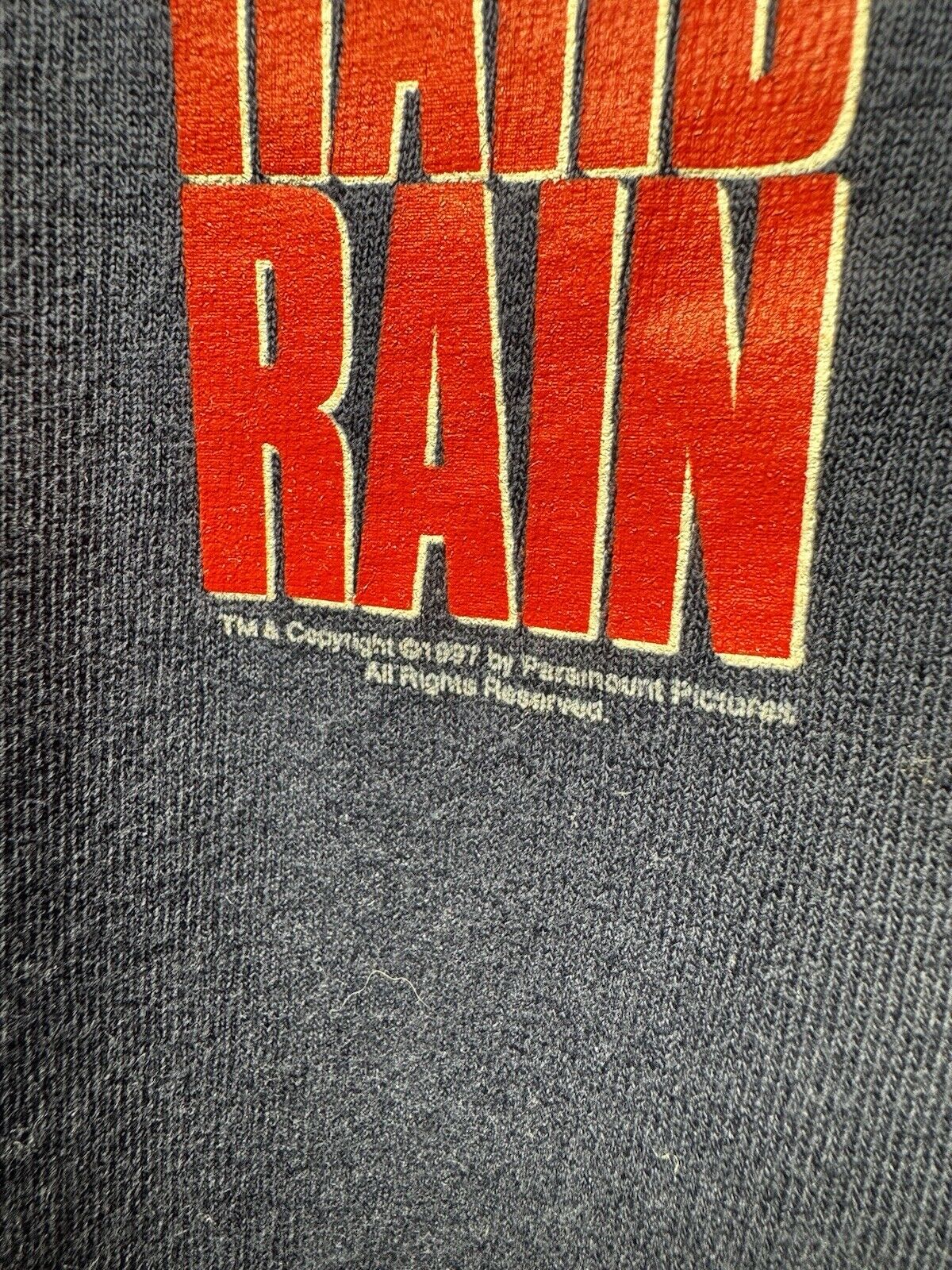 Vintage 1997 Hard Rain Movie Promo T-Shirt Paramount Blue Sz L All Sport