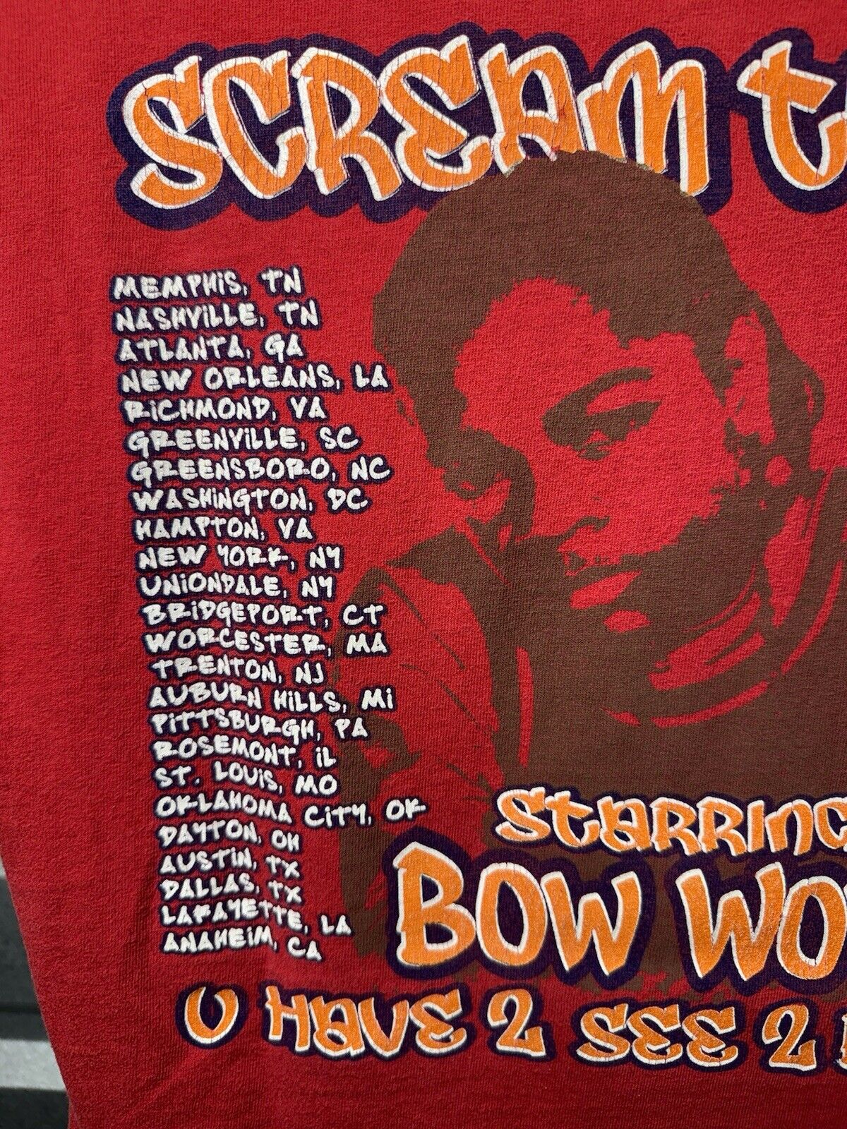 Vintage Lil Bow Wow Scream Tour 2 00s Rap tee hiphop Size S Rare Red