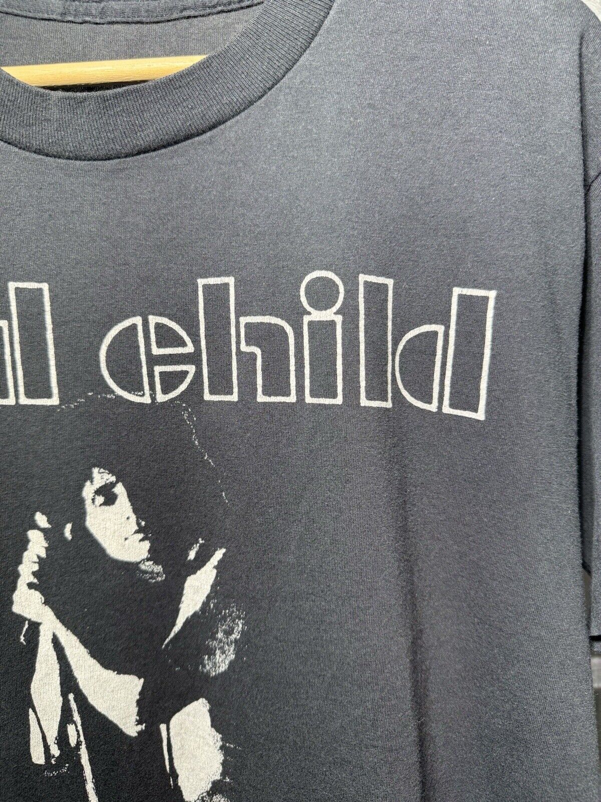 Vintage 1980s Jim Morrison Wild Child Shirt Black Sz L Very Rare Band Music Tee