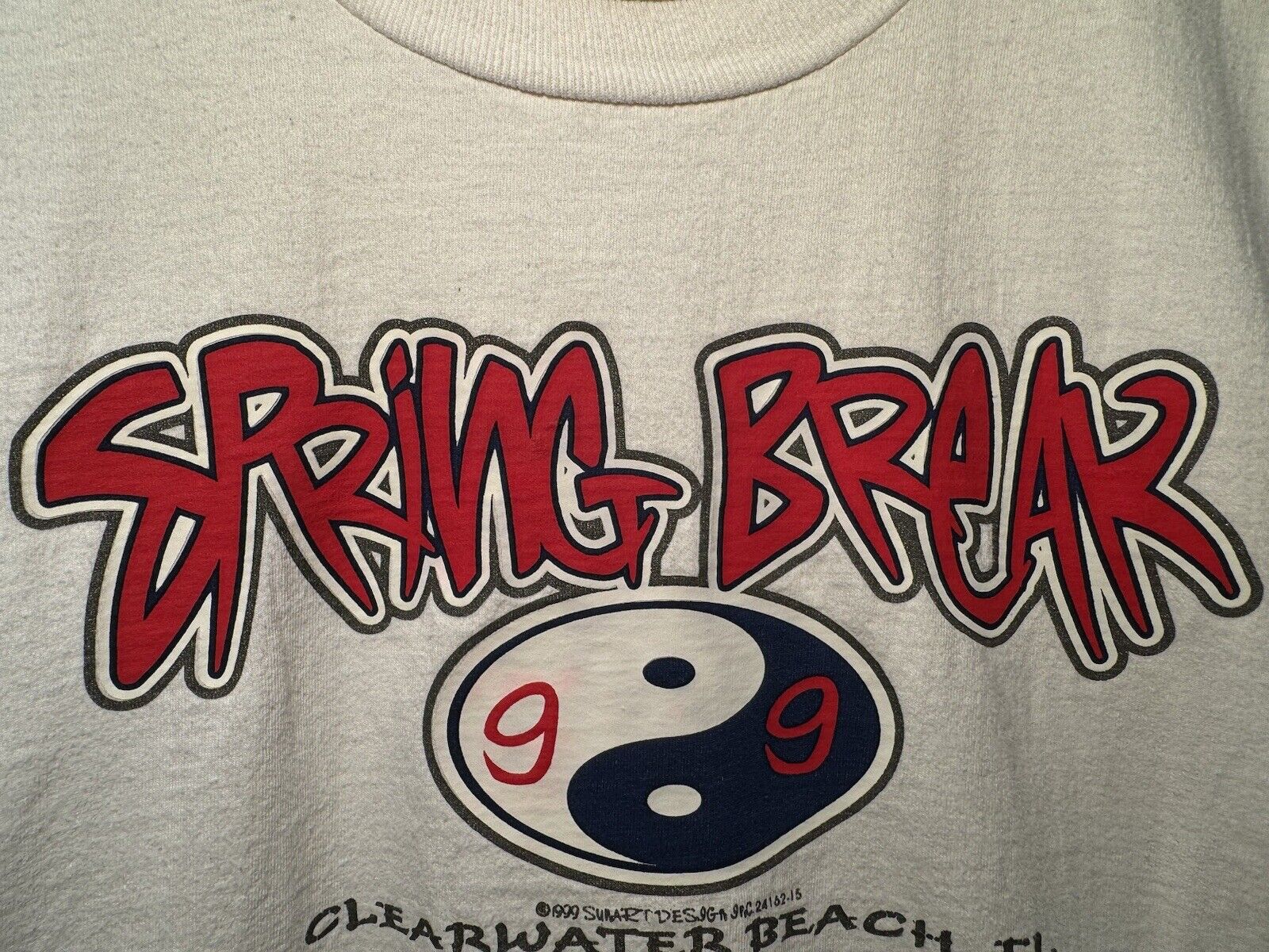 Vintage 1999 Spring Break T-Shirt Sz M White Clearwater Florida Tee 