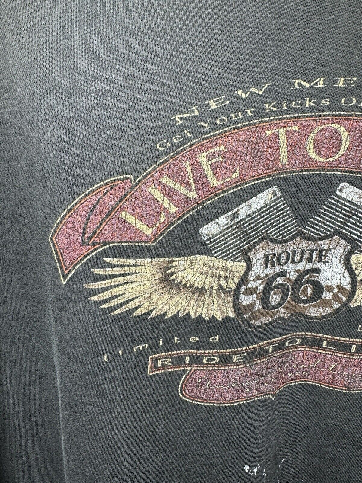 Vintage Y2K Live To Ride Route 66 Biker T-Shirt Faded Distressed Sz 2XL 