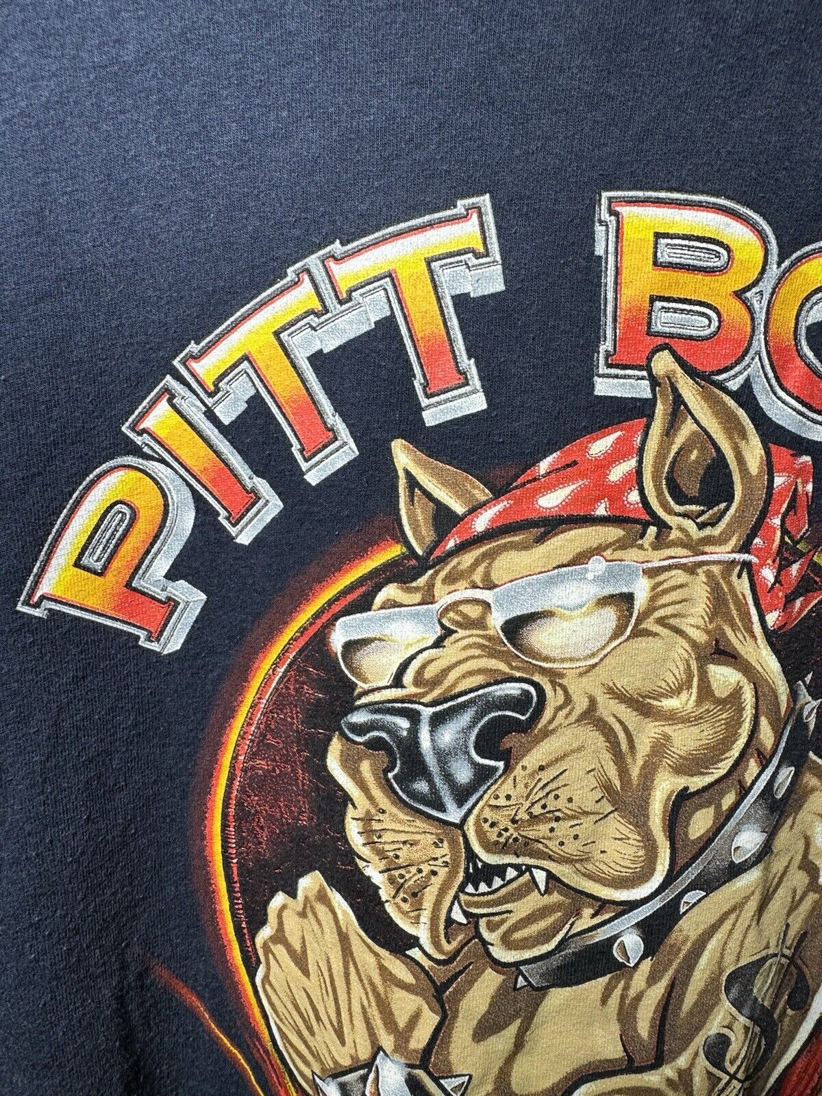 Vintage Pitt Boss T-Shirt Sz XL Navy Blue Gambling Dog No Boundaries 