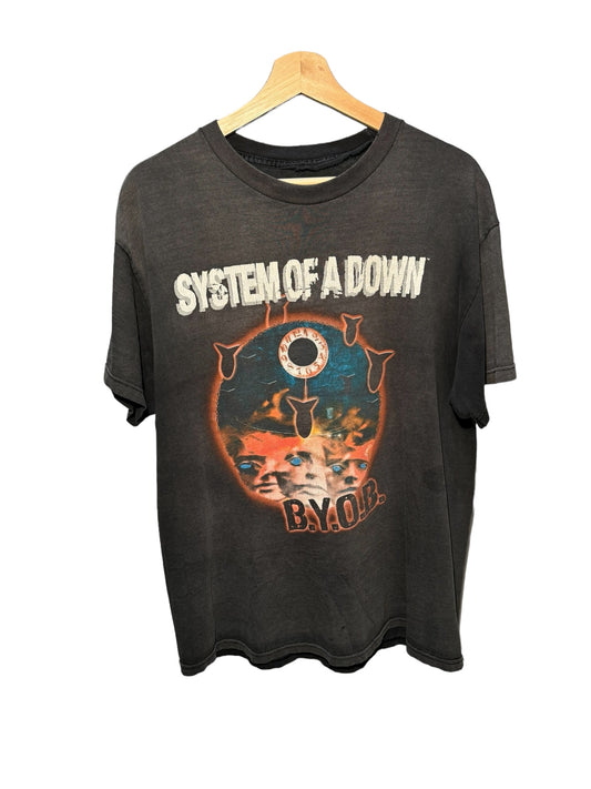 Vintage System Of A Down BYOB 2005 Tour Rock Rap Tee Size L Faded Black